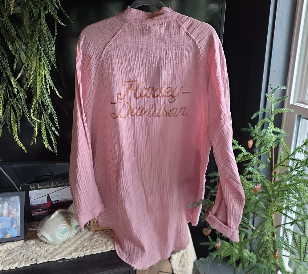 Custom Harley-Davidson Lite Pink Button-Down Shirt